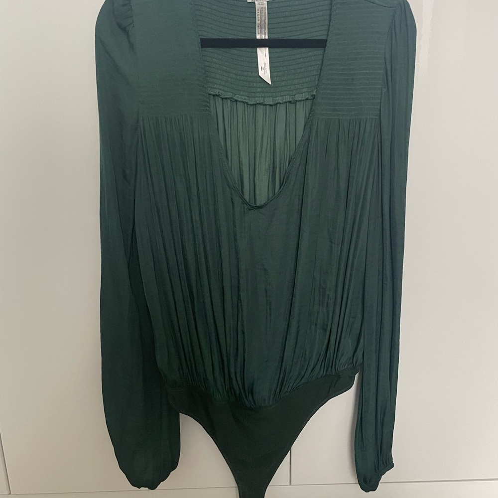 Free People Forest Green Bodysuit sz M